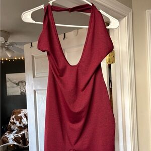 Women's Halter Neck Midi bodysuit in Burgundy